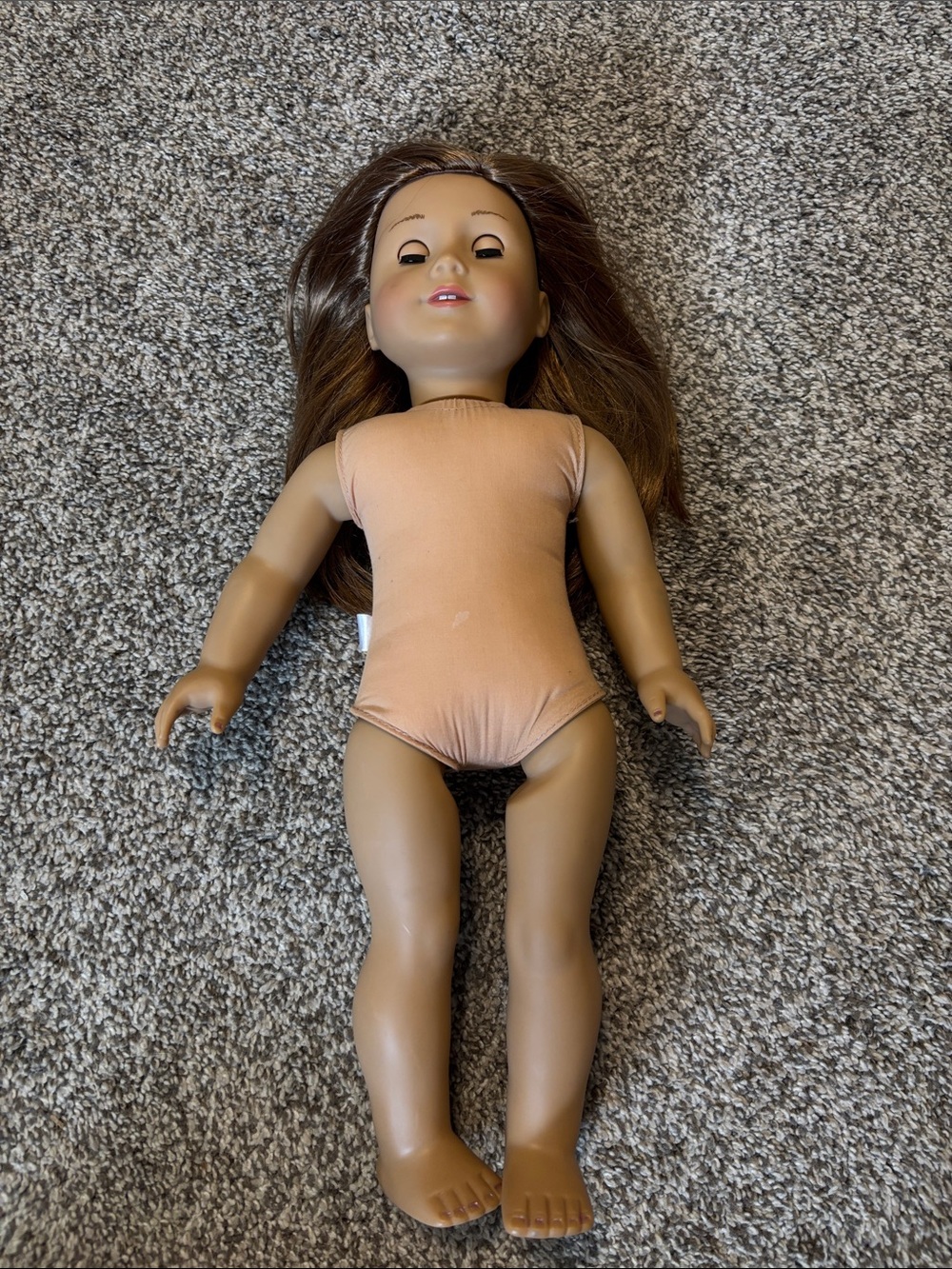 American Girl Brown-Haired Doll in Peach Bodysuit